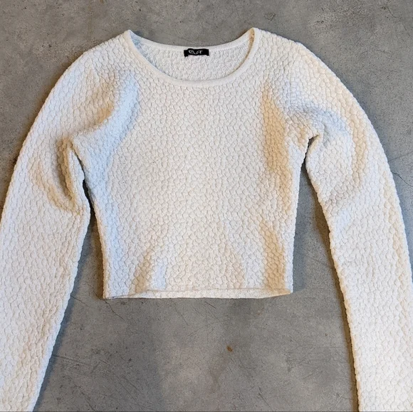 White Long Sleeve Stretch Top Size S - Picture 4 of 6